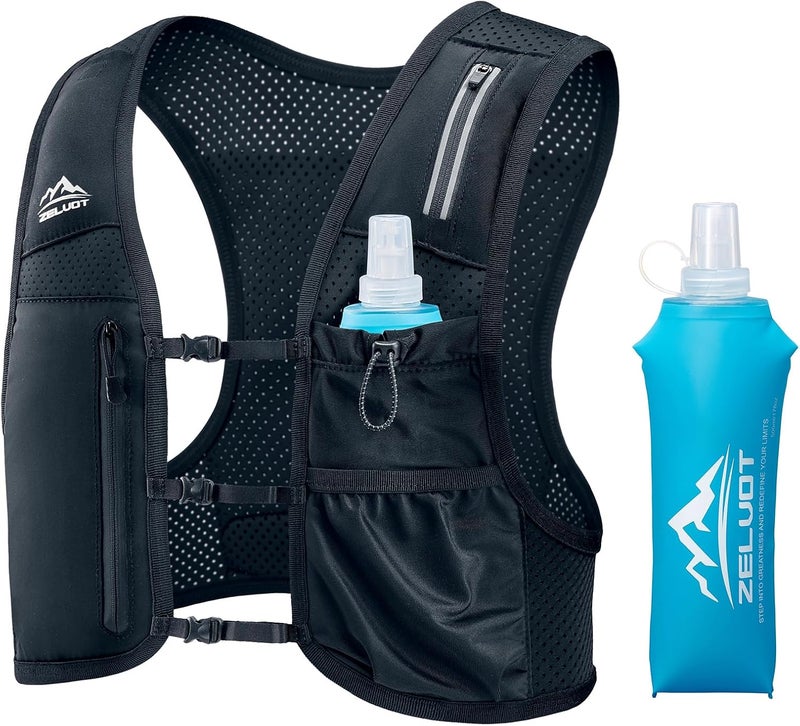 Zelvot Running Vest for Women Men, USA Original Patent, Adjustable Chest Straps Running Hydration Vest with 500ml Soft Flask and Phone Holder, Lightweight Reflective Hydration Backpack - Image 1